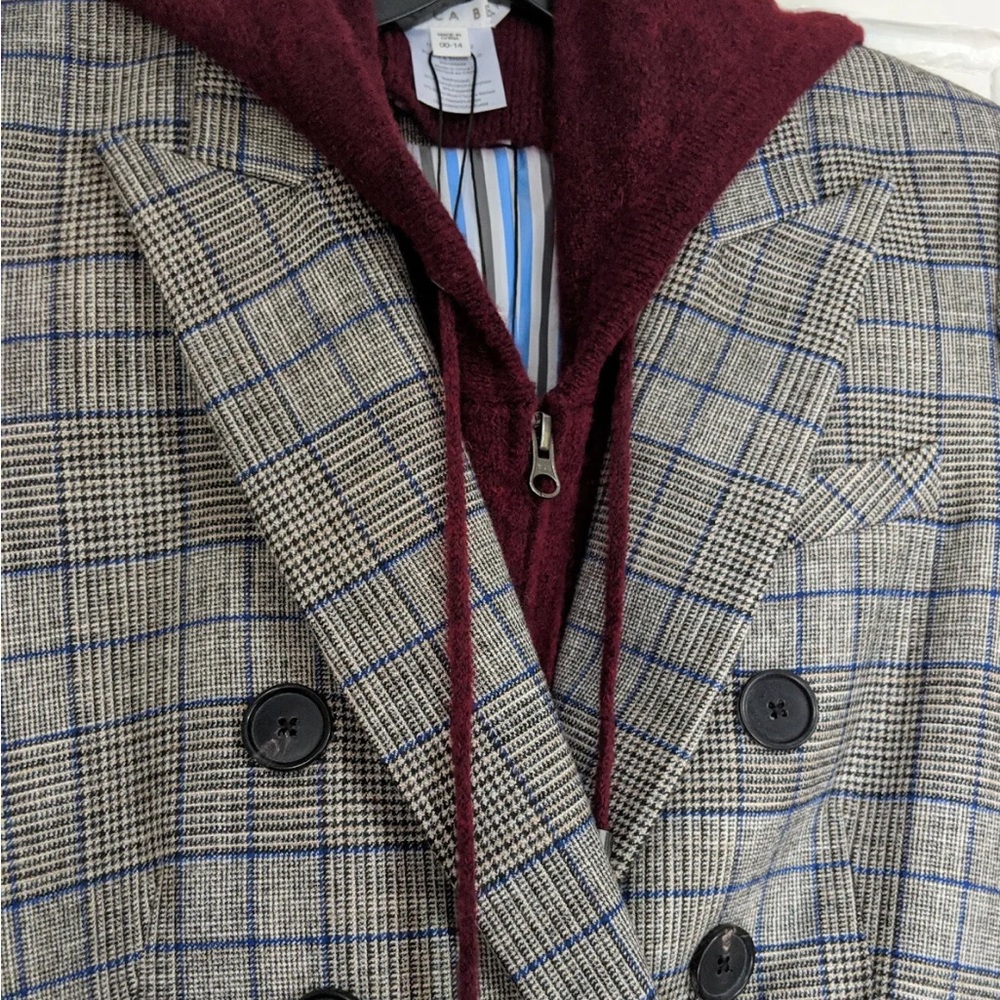 $698 Veronica Beard Gray/Grey Plaid Miller Dickey Blazer Jacket - Size 0 - Picture 11 of 16